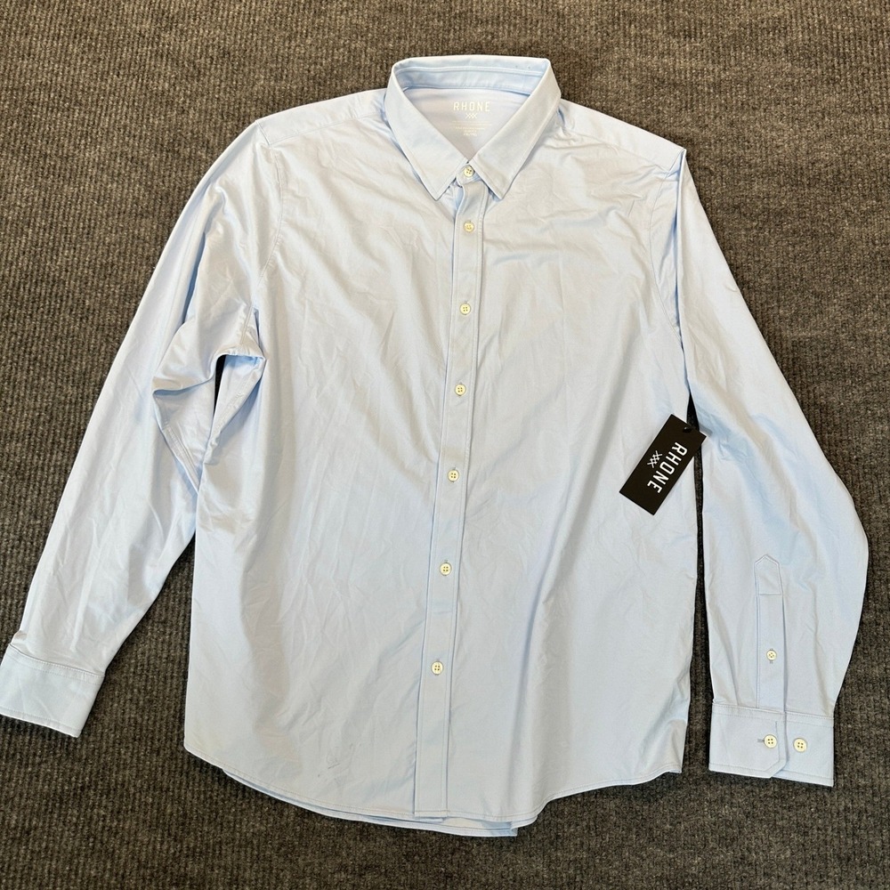Rhone Commuter Dress Shirt XXL Light Blue Fine Italian Fabric Slim Fit